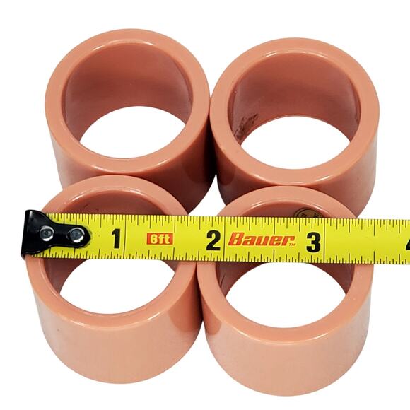 Lot of 4 Vtg Retro 1970s Light Rose Pink Round Melamine Napkin Rings Hong Kong - Picture 5 of 7